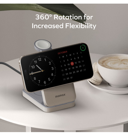 Momax 1-Charge Q.Port 3-in-1 Foldable Qi2 15W Magnetic Wireless Charging Stand