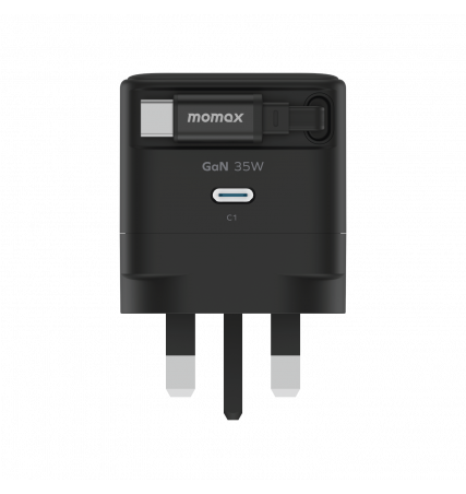 Momax 1-Charge+ 1-Port GaN 35W Charger With Built-In USB-C Cable