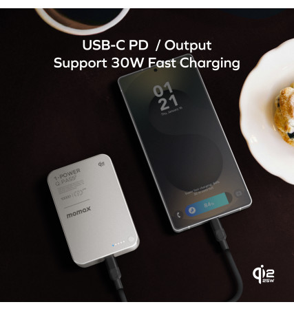 Momax 1-Power Q.Pass² 10000mAh Qi2 25W Magnetic Wireless Battery Pack
